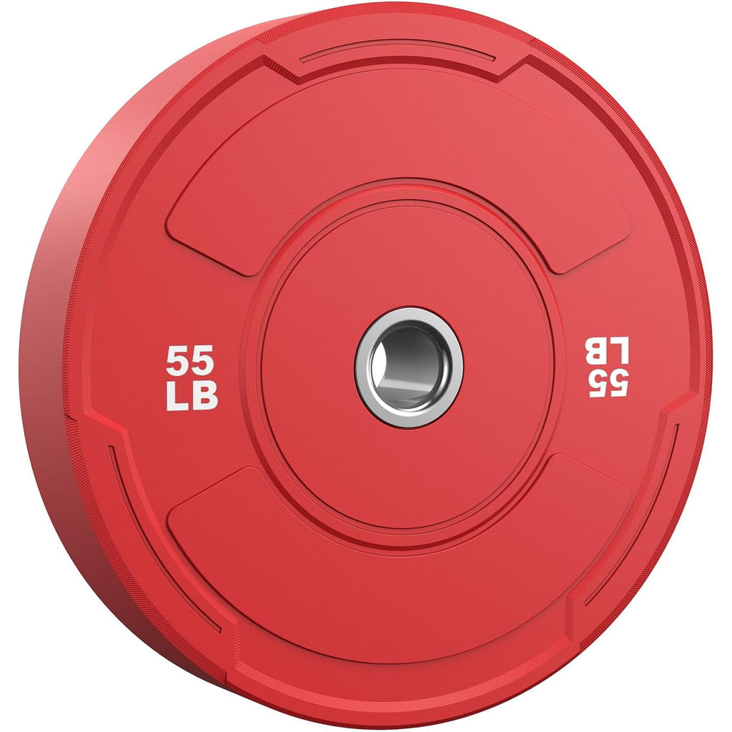 2-Inch Olympic Bumper Plates Set, 1pcs-55lb Colored Virgin Rubber Weight Barbell Plates for Strength Training, Home Gym Weightlifting