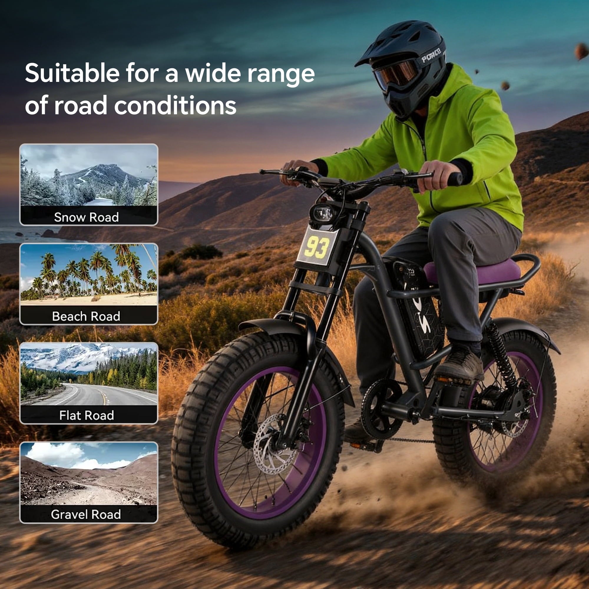 DRIFT.SLIDE D93 Pro Electric Bike for Adults, 1500W Peak Ebike, 20 Mountain Bike, 48V 20.8Ah Waterproof Removable Battery, 28 mph Max – Brown